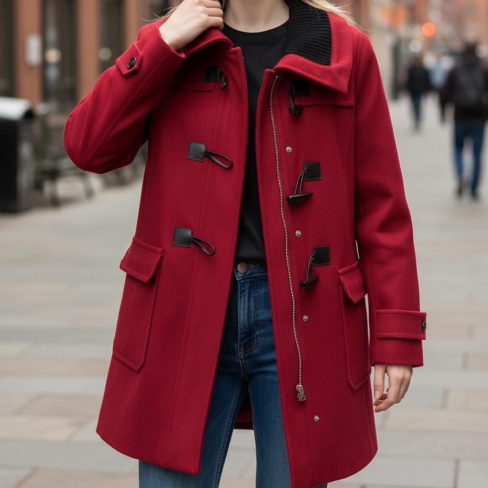 Coldwater Creek Women's Red Wool Blend Peacoat Winter Coat Size M (10-12)